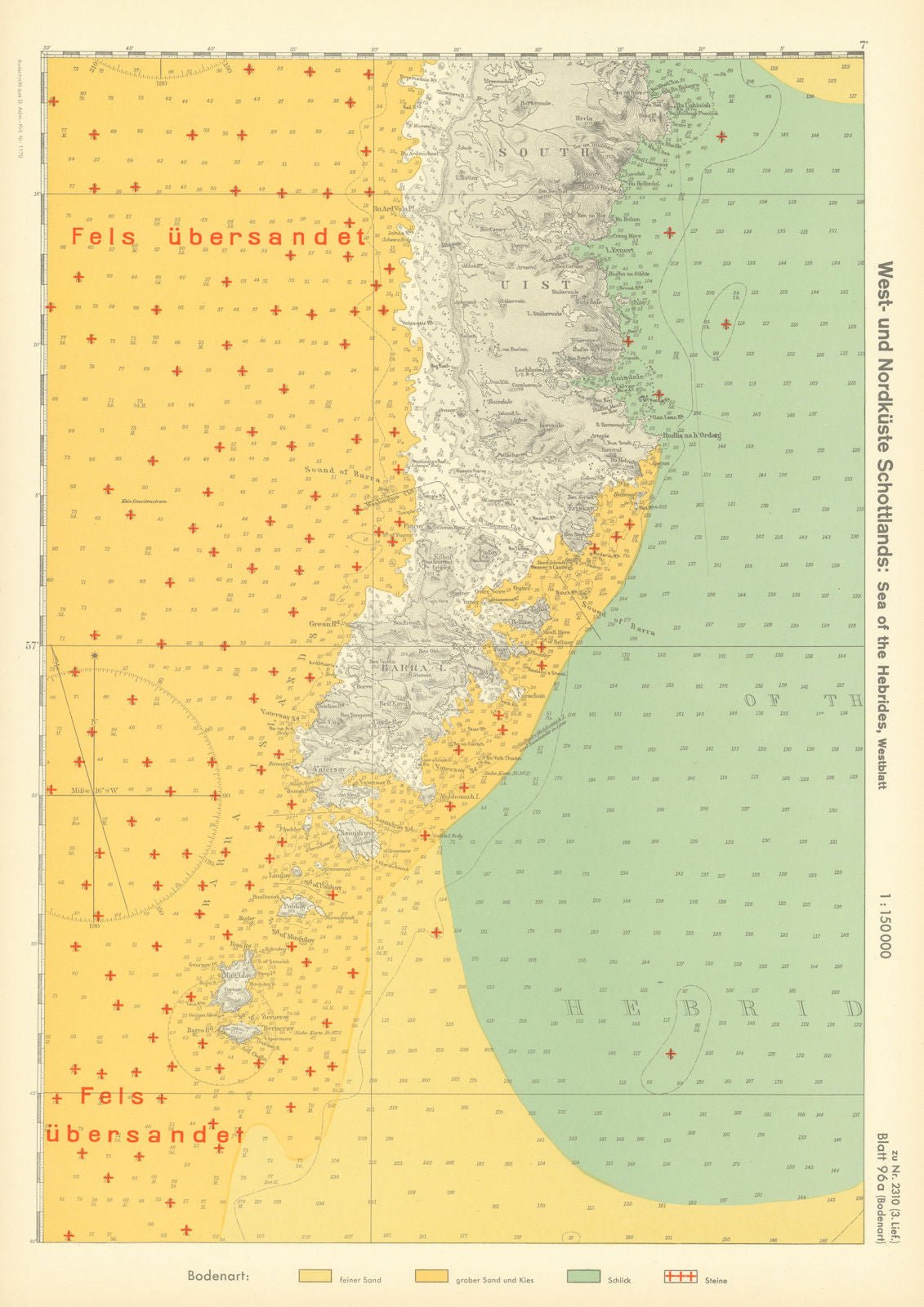96a. South Uist Barra Bishop's Isles Hebrides. KRIEGSMARINE Nazi map 1940